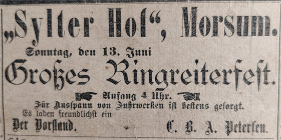 Anzeige des Sylter hofs im Sylter Intelligenz-Blatt vom 12. Juni 1897