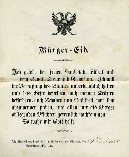 Bürgereid in Lübeck von Adolf Lampe 1875